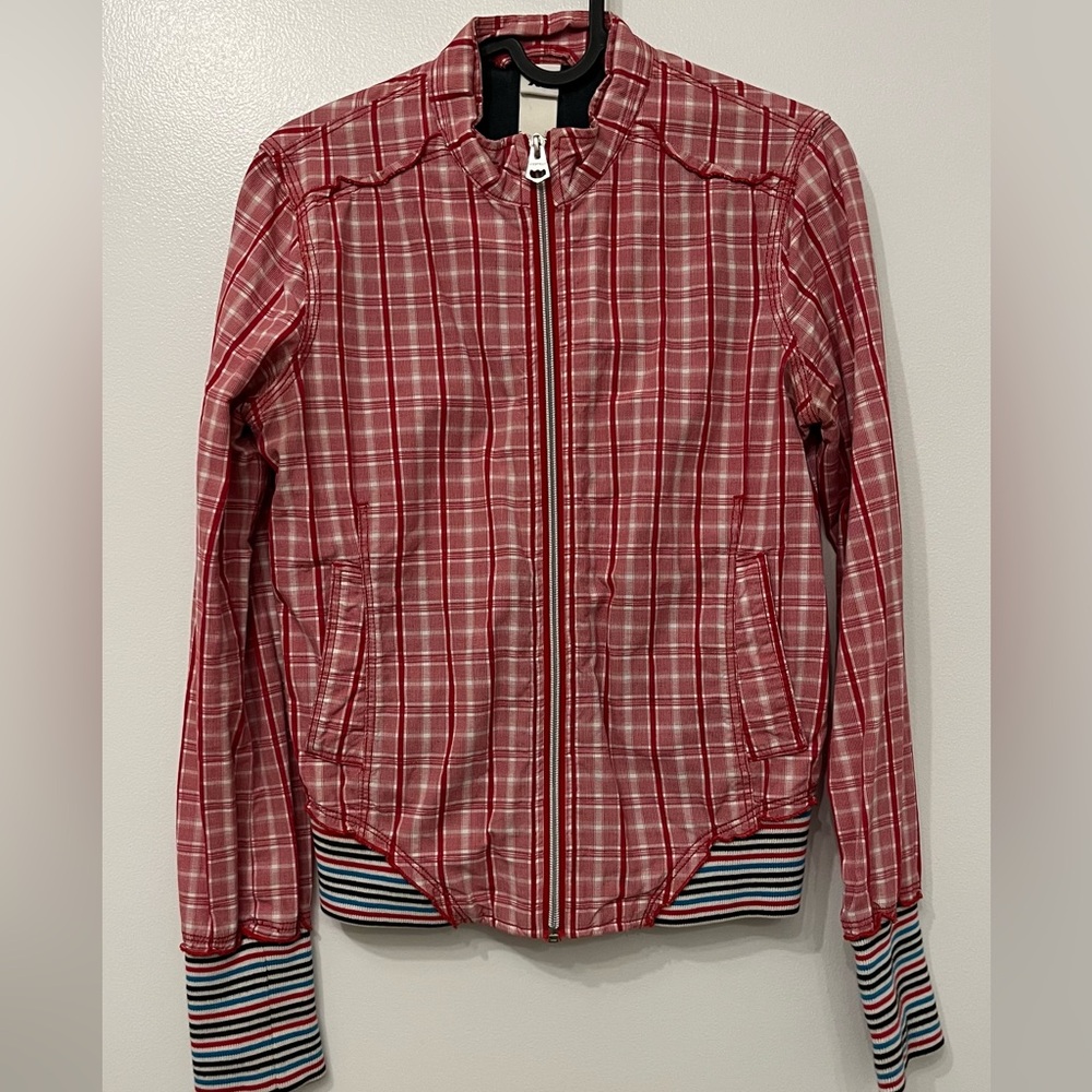 Red Plaid Women's Bomber Jacket